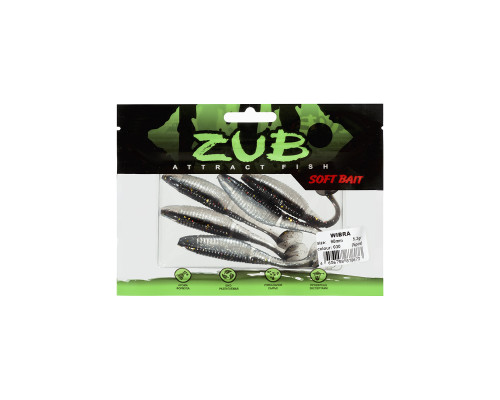 Приманка ZUB-WIBRA 90мм(3,5")-5шт, (цвет 030) черный верх-натурал низ
