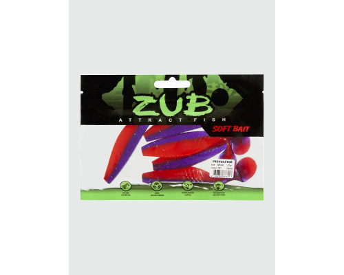 Приманка ZUB-PROVOCATOR 145мм(5,7")-5шт, (цвет 021) фиолетовый верх -красный низ