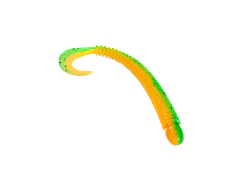 Приманка ZUB-WORM-ZANDER 135мм(5,3")-5шт, (цвет 022) зеленый верх -оранжевый низ
