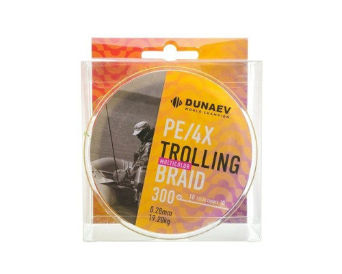 Шнур DUNAEV TROLLING BRAID PE X4 300м 0,34мм