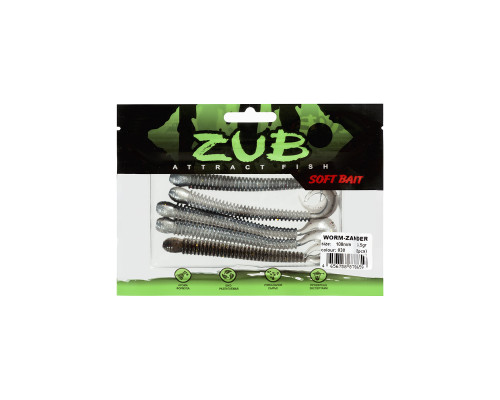 Приманка ZUB-WORM-ZANDER 108мм(4,3")-5шт, (цвет 030) черный верх-натурал низ