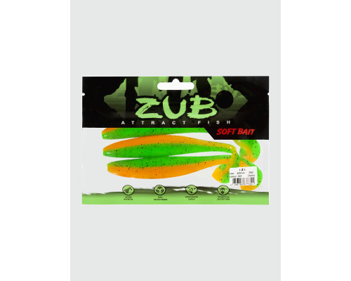 Приманка ZUB-IZI 208мм(8,2")-3шт, (цвет 022) зеленый верх -оранжевый низ