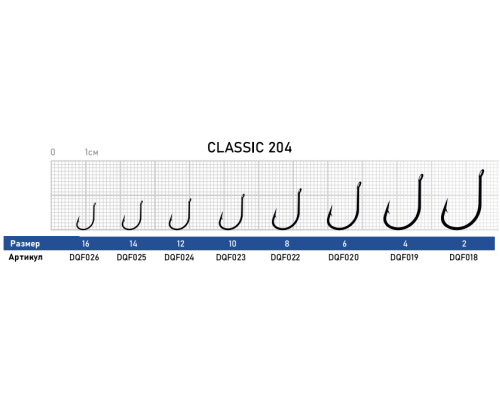 Крючок Dunaev Classic 204 #14 (упак. 10 шт)