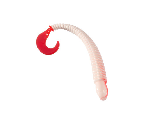 Приманка ZUB-WORM-ZANDER 108мм(4,3")-5шт, (цвет 010) белое тело-красный хвост