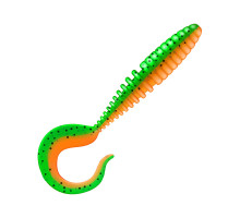 Приманка ZUB-TWIST 100мм(4")-4шт, (цвет 022) зеленый верх -оранжевый низ