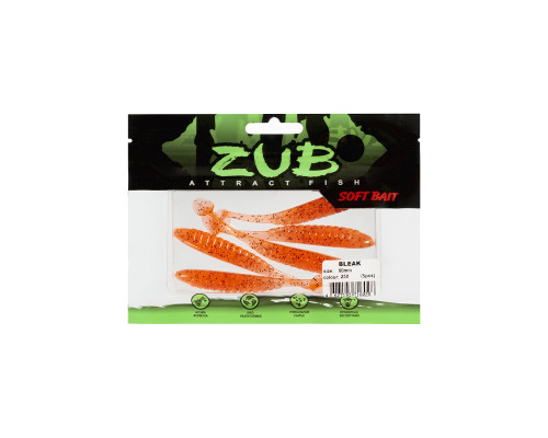 Приманка ZUB-BLEAK  90мм(3,5")-5шт, (цвет 250) морковный с блестками