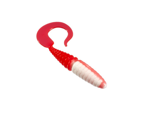Приманка ZUB-TWIST  90мм(3,5")-5шт, (цвет 010) белое тело-красный хвост