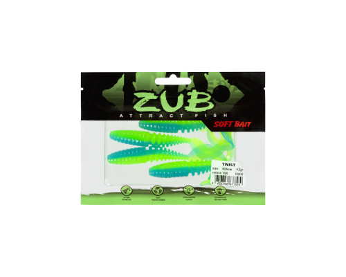 Приманка ZUB-TWIST 100мм(4")-4шт, (цвет 020) синий верх - желтый низ