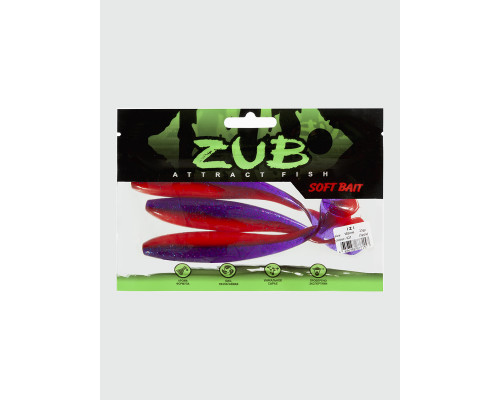 Приманка ZUB-IZI 185мм(7,3")-3шт, (цвет 021) фиолетовый верх - красный низ