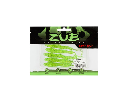 Приманка ZUB-MINOGA  90мм(3,5")-5шт, (цвет 351) шартрез с блестками