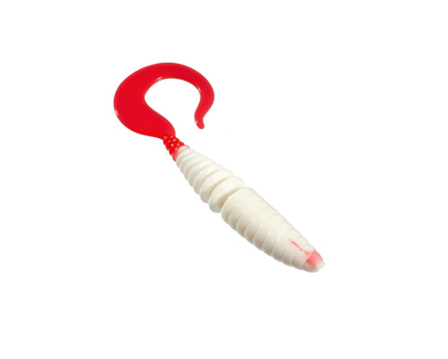 Приманка ZUB-TWIST 100мм(4")-4шт, (цвет 010) белое тело-красный хвост