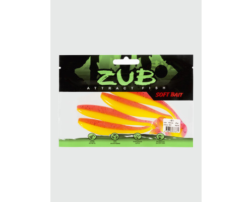 Приманка ZUB-IZI 165мм(6,5")-4шт, (цвет 023) розовый верх-желтый низ
