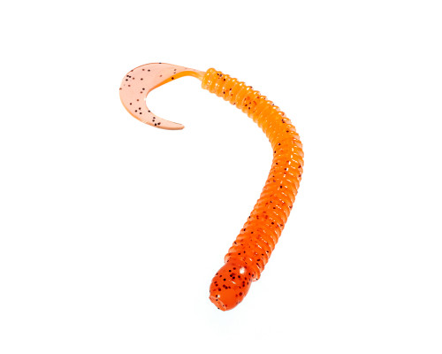 Приманка ZUB-WORM-ZANDER 108мм(4,3")-5шт, (цвет 250) морковный с блестками