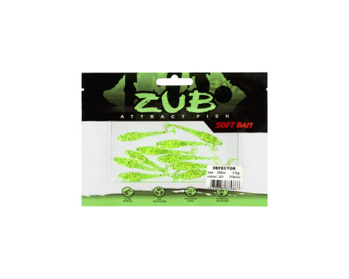 Приманка ZUB-DEFECTOR 50мм(2")-10шт, (цвет 351) шартрез с блестками