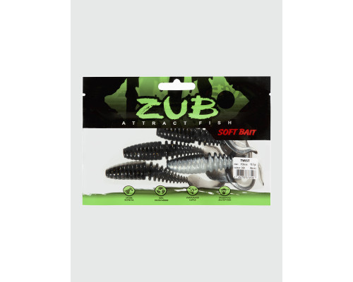 Приманка ZUB-TWIST 150мм(5.9")-4шт, (цвет 030) черный верх-натурал низ