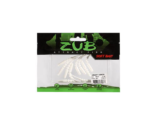 Приманка ZUB-CRAZY LEECH 50мм-10шт, (цвет 801) белый