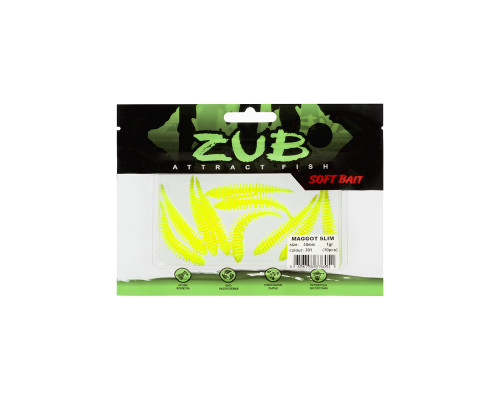Приманка ZUB-MAGGOT SLIM 50мм(2")-10шт, (цвет 301) желтый