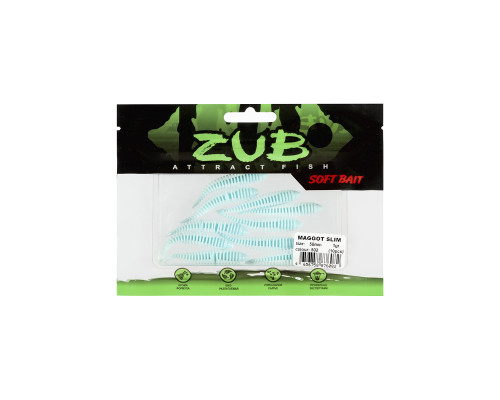 Приманка ZUB-MAGGOT SLIM 50мм(2")-10шт, (цвет 502) голубой