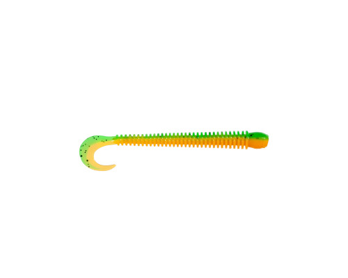 Приманка ZUB-WORM-ZANDER 135мм(5,3")-5шт, (цвет 022) зеленый верх -оранжевый низ