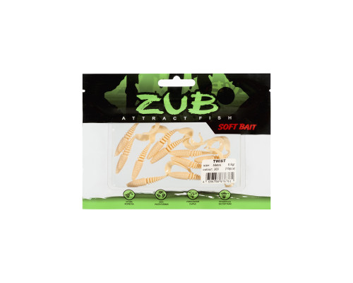 Приманка ZUB-TWIST  50мм(2")-10шт, (цвет 303) телесный