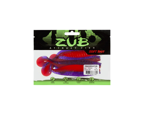Приманка ZUB-PROVOCATOR 123мм(4,8")-5шт, (цвет 021) фиолетовый верх -красный низ