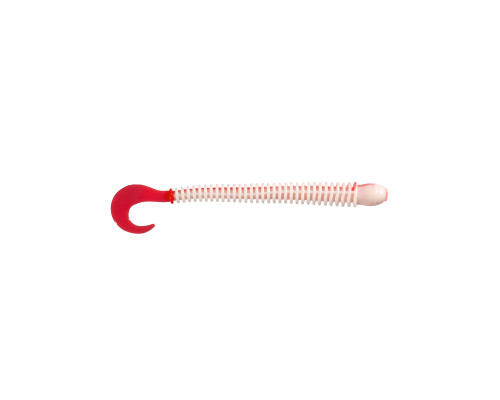 Приманка ZUB-WORM-ZANDER 108мм(4,3")-5шт, (цвет 010) белое тело-красный хвост