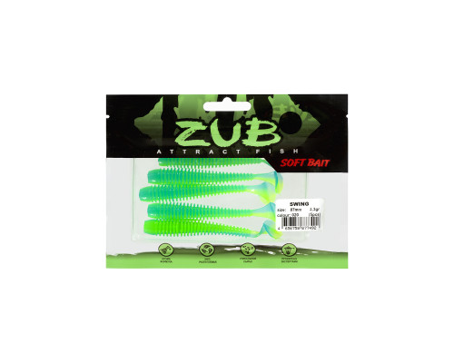 Приманка ZUB-SWING  87мм(3,4")-5шт, (цвет 020) синий верх-желтый низ