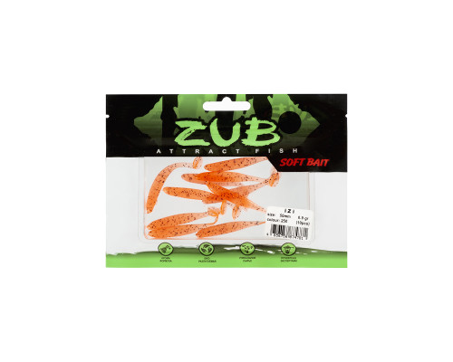 Приманка ZUB-IZI  50мм(2")-10шт, (цвет 250) морковный с блестками