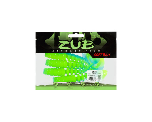 Приманка ZUB-SHAD 120мм(4,7")-5шт, (цвет 020) синий верх - желтый низ