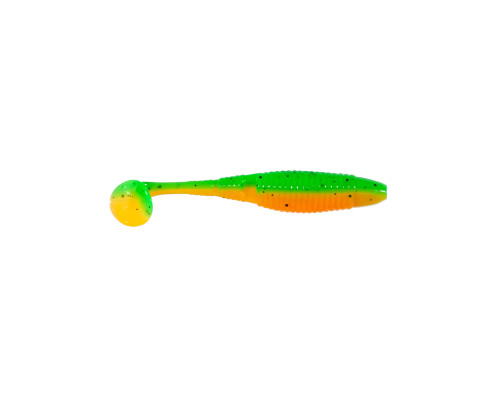 Приманка ZUB-WIBRA 100мм(4")-4шт, (цвет 022) зеленый верх -оранжевый низ