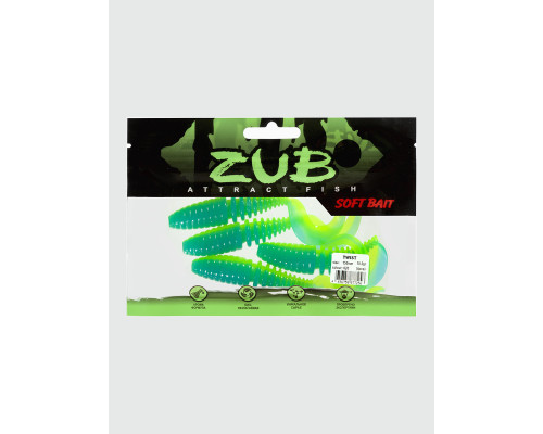 Приманка ZUB-TWIST 150мм(5.9")-4шт, (цвет 020) синий верх-желтый низ