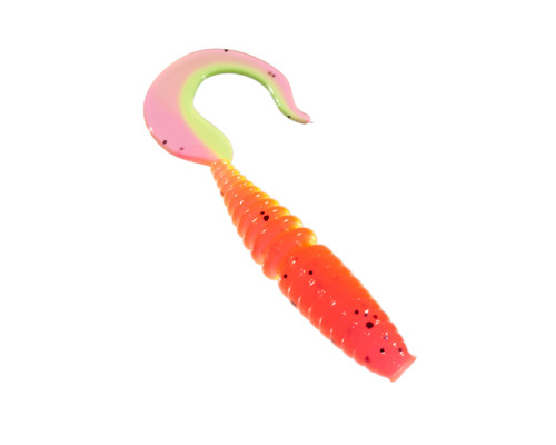 Приманка ZUB-TWIST  75мм(3")-6шт, (цвет 023) розовый верх - желтый низ