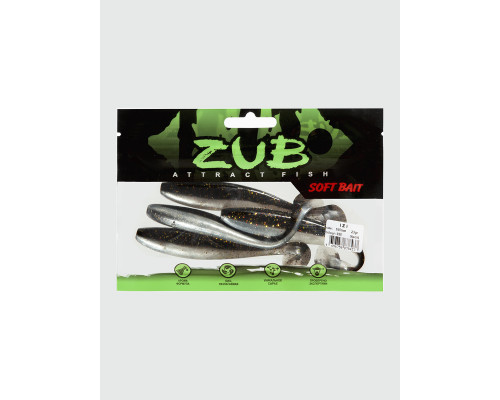 Приманка ZUB-IZI 165мм(6,5")-4шт, (цвет 030) черный верх-натурал низ