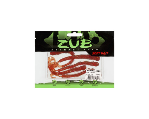 Приманка ZUB-WORM-ZANDER 108мм(4,3")-5шт, (цвет 911) машинное масло с блестками