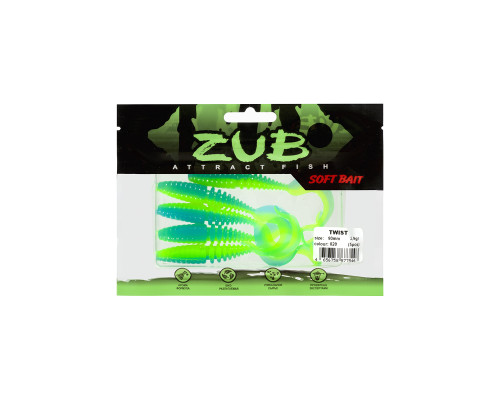 Приманка ZUB-TWIST  90мм(3,5")-5шт, (цвет 020) синий верх-желтый низ