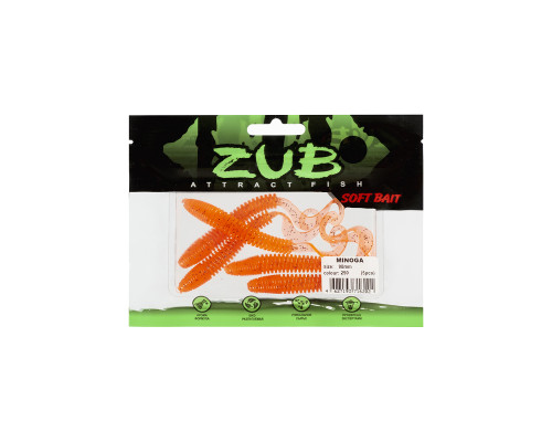 Приманка ZUB-MINOGA  90мм(3,5")-5шт, (цвет 250) морковный с блестками
