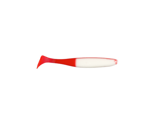 Приманка ZUB-IZI 86мм(3,4")-5шт, (цвет 010) белое тело-красный хвост