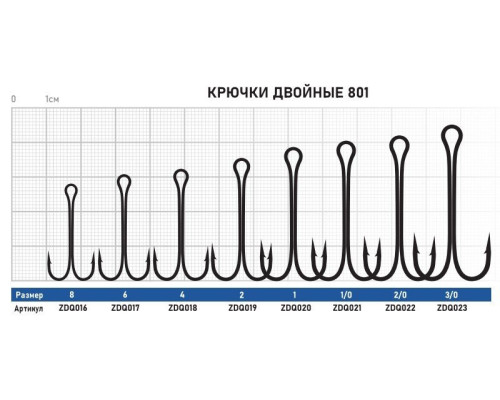 Крючок ZUB двойник 801 #2 (6 шт)
