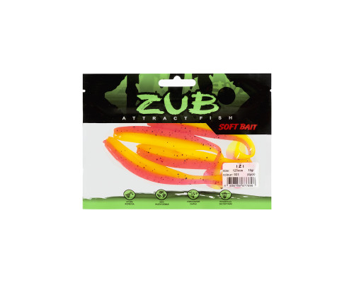 Приманка ZUB-IZI 125мм(4,8")-5шт, (цвет 023) розовый верх - желтый низ