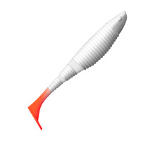 Приманка ZUB-WIBRA 100мм(4")-4шт, (цвет 010) белое тело-красный хвост