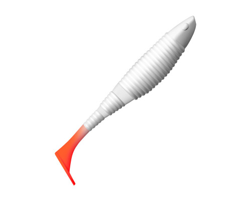 Приманка ZUB-WIBRA 100мм(4")-4шт, (цвет 010) белое тело-красный хвост
