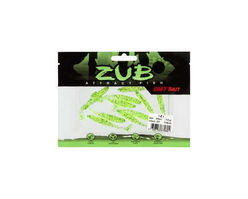 Приманка ZUB-IZI  50мм(2")-10шт, (цвет 351) шартрез с блестками