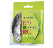Шнур DUNAEV SPINNING BRAID PE X4 150м 0,08мм ярко зеленый