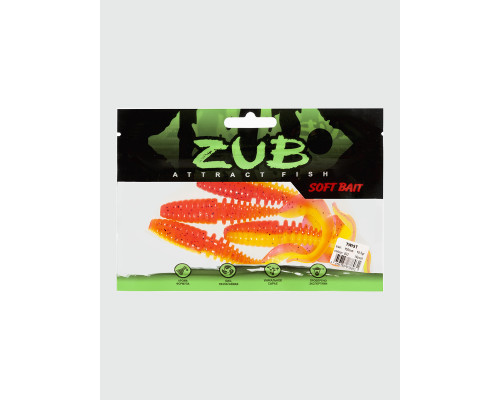 Приманка ZUB-TWIST 150мм(5.9")-4шт, (цвет 023) розовый верх-желтый низ