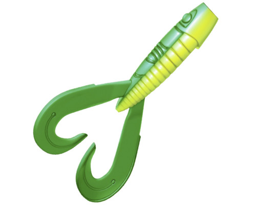 Приманка ZUB-FROGGY 181мм(7,1")-2шт, (цвет 407)зеленый верх - желтый низ