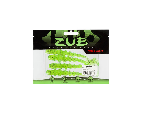 Приманка ZUB-SWING 99мм(4")-4шт, (цвет 351) шартрез с блестками