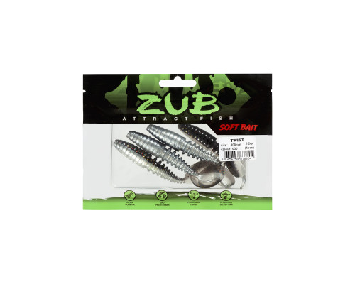Приманка ZUB-TWIST 100мм(4")-4шт, (цвет 030) черный верх-натурал низ