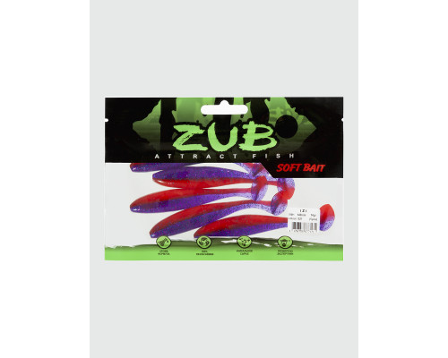 Приманка ZUB-IZI 140мм(5,5")-5шт, (цвет 021) фиолетовый верх -красный низ