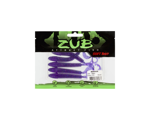 Приманка ZUB-MINOGA  90мм(3,5")-5шт, (цвет 610) фиолетовый с блестками