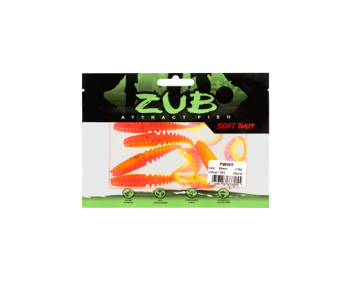 Приманка ZUB-TWIST  90мм(3,5")-5шт, (цвет 023) розовый верх - желтый низ
